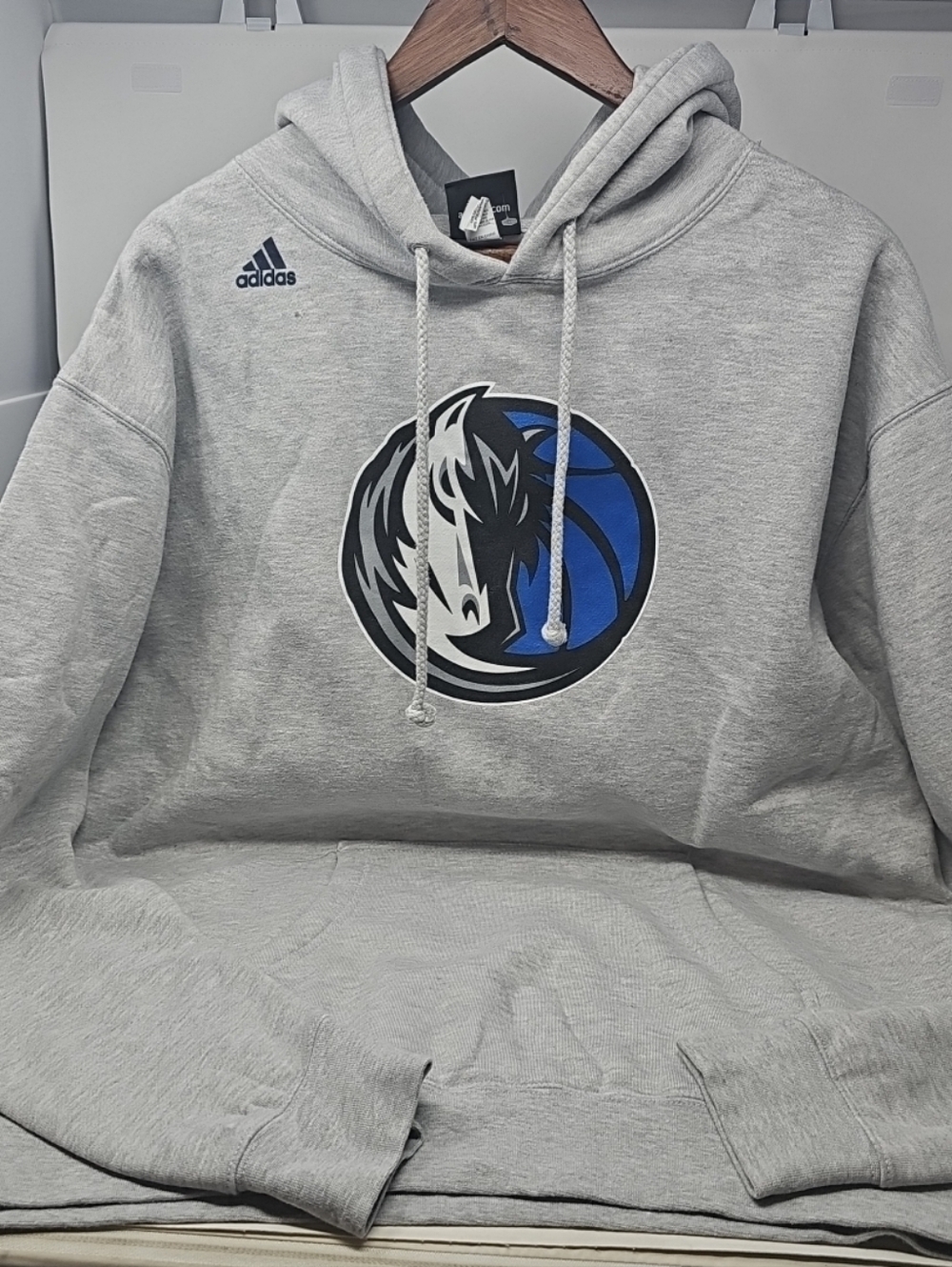 adidas Gray Hoodie with Blue and Black Mavericks Logo